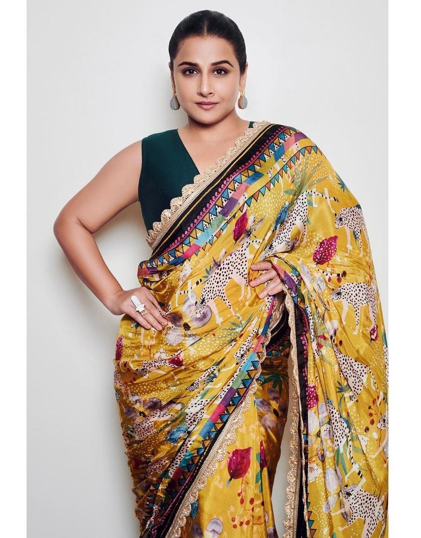 Vidya Balan in yellow saree by devyani Mehrotra for shernbi promotions Vidya Balan in yellow saree by devyani Mehrotra for shernbi promotions
