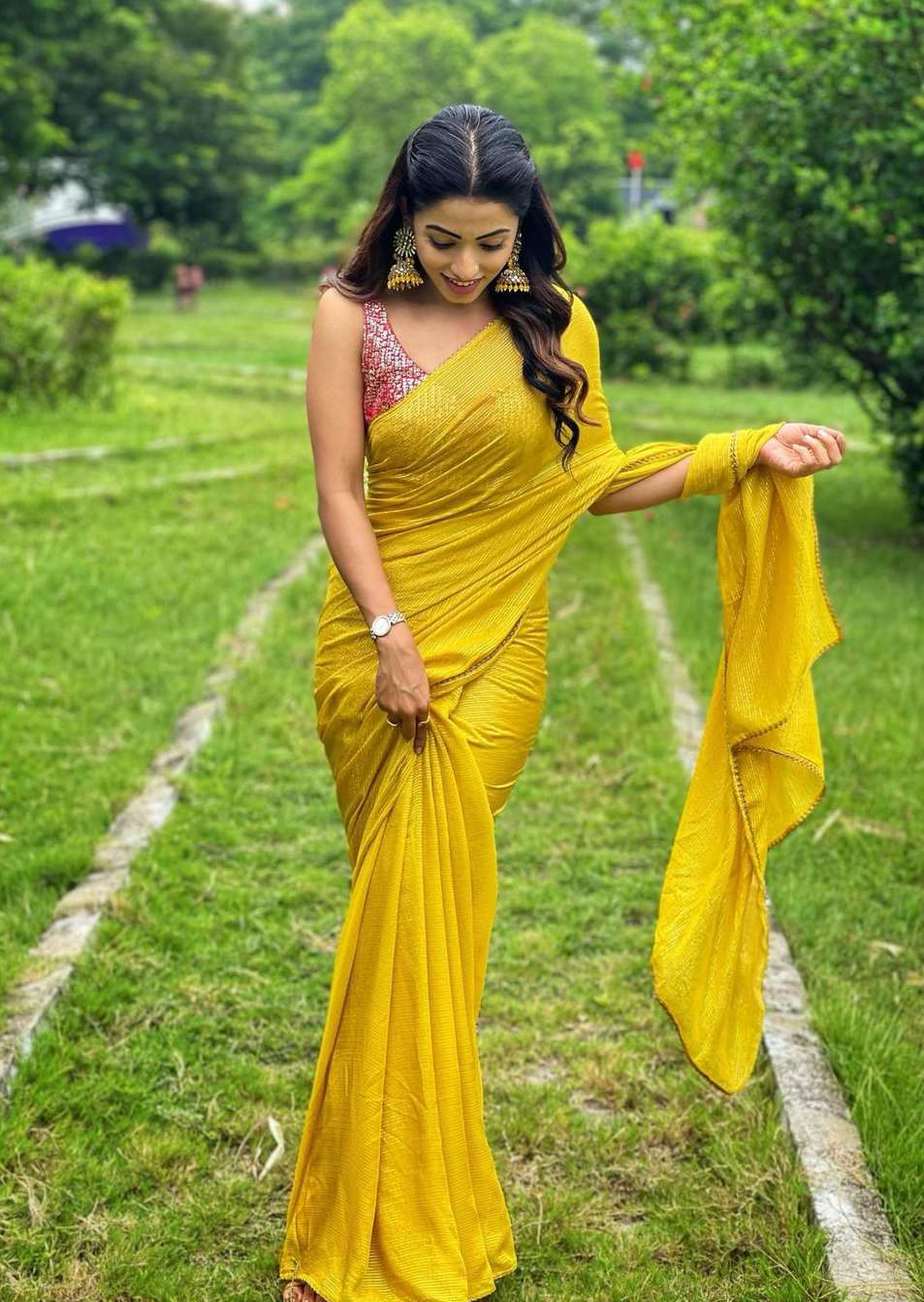 Navya Swamy in a yellow saree by thread fabric 2 Navya Swamy in a yellow saree by thread fabric-2