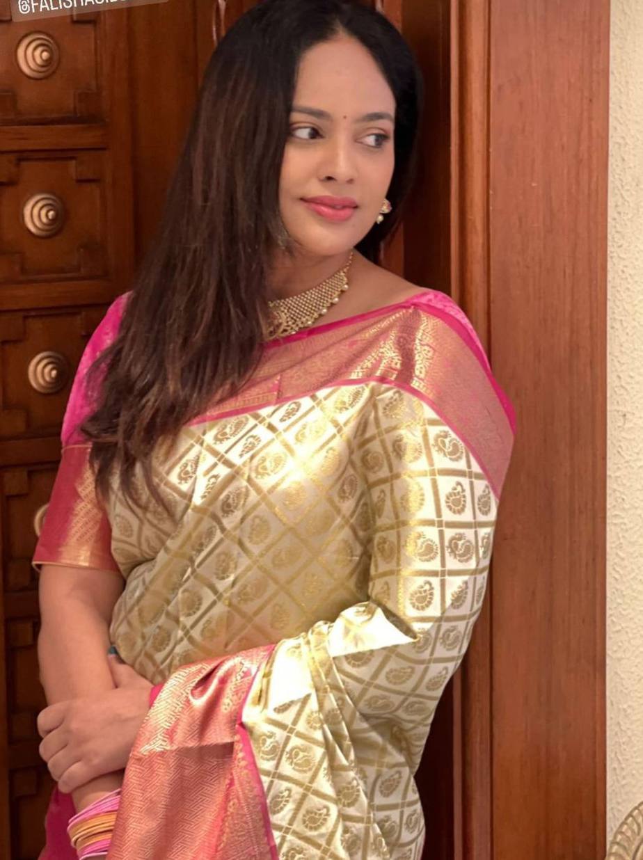 nandita swetha in a ivory saree by falisha siddhu nandita swetha in a ivory saree by falisha siddhu