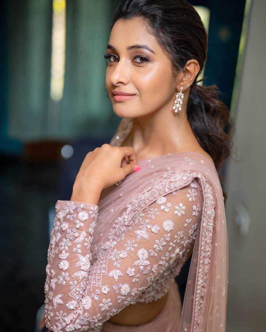 priya bhavani shankar in pink rouje saree for prime1 priya bhavani shankar in pink rouje saree for prime1
