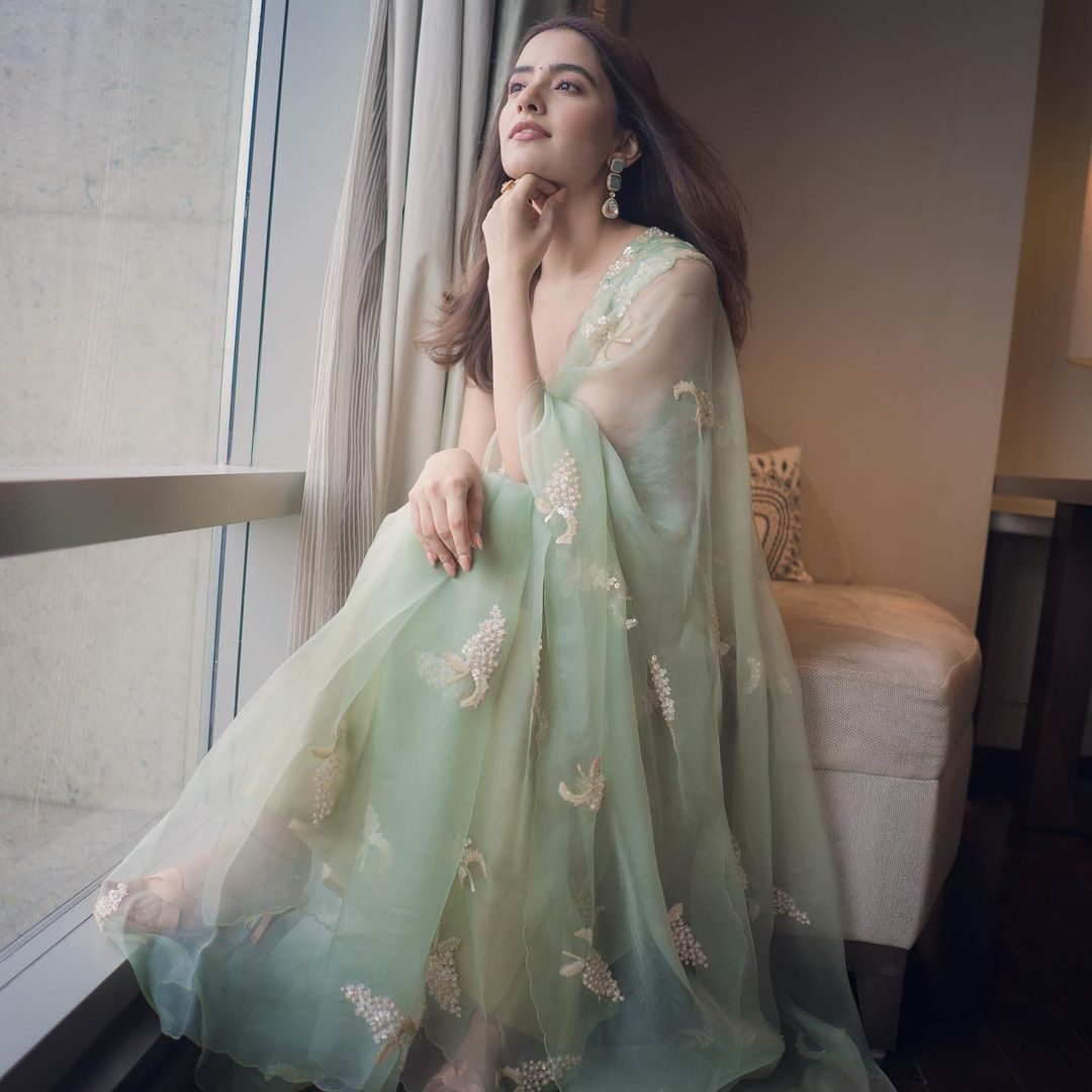 Rukshar Dhillon is a sight to behold in a green organza saree! How to style a saree