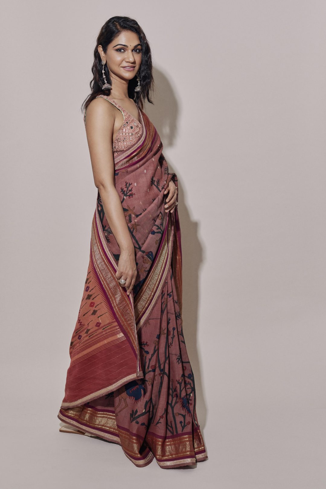 sneha reddy in a peach saree by archana jaju sneha reddy in a peach saree by archana jaju