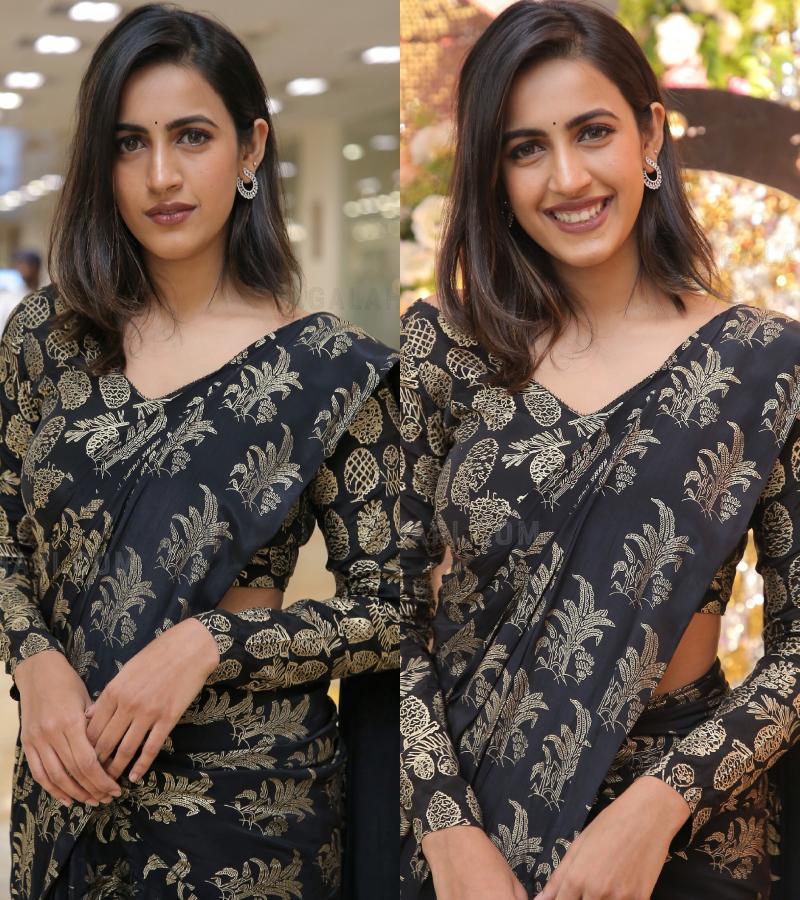niharika konidela in a black saree at hi city exhibition niharika konidela in a black saree at hi city exhibition