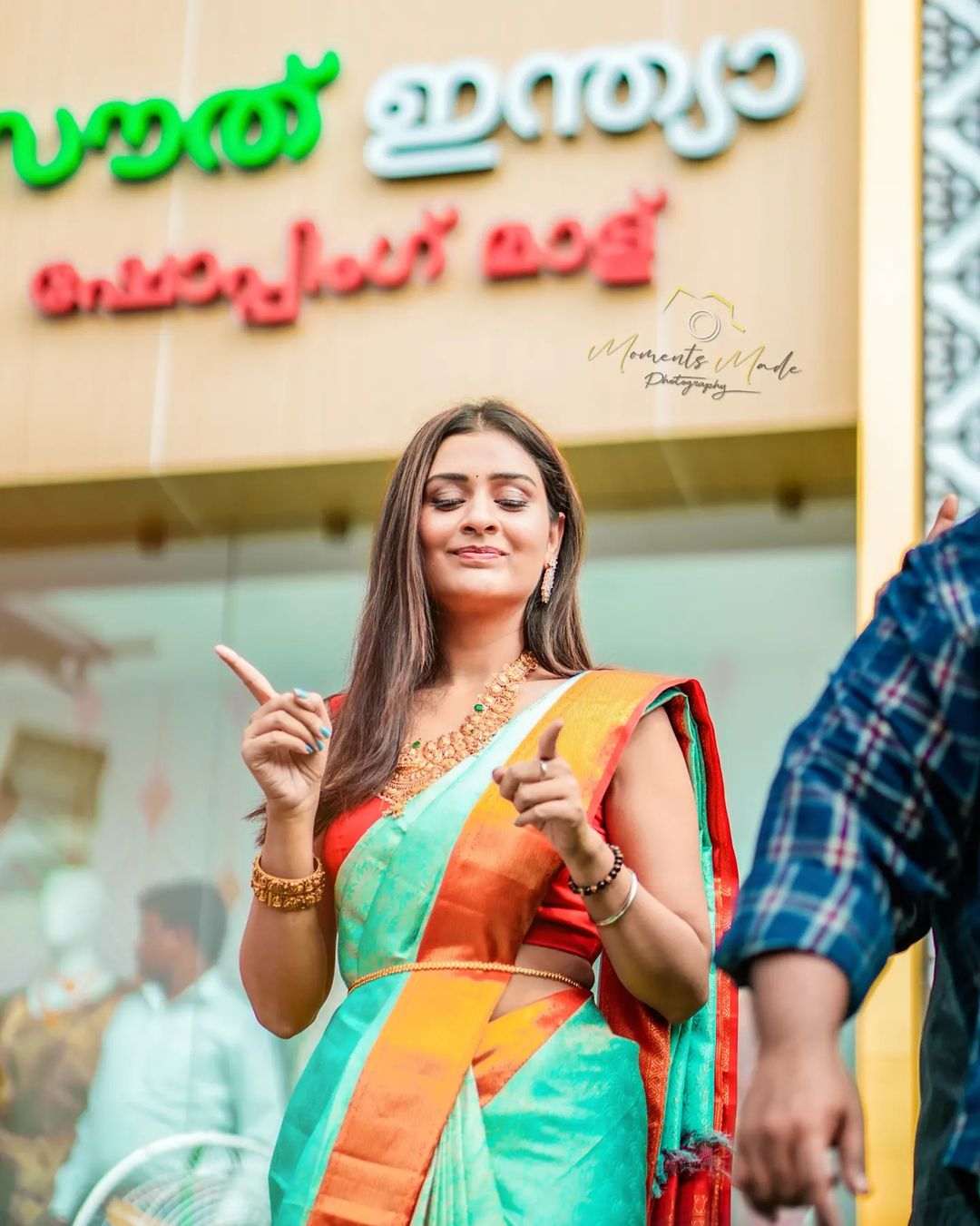 payal rajput in a skyblue saree for sism opening2 Payal Rajput’s stunning look in a sky blue silk saree at a shop opening! Celebrity Sarees