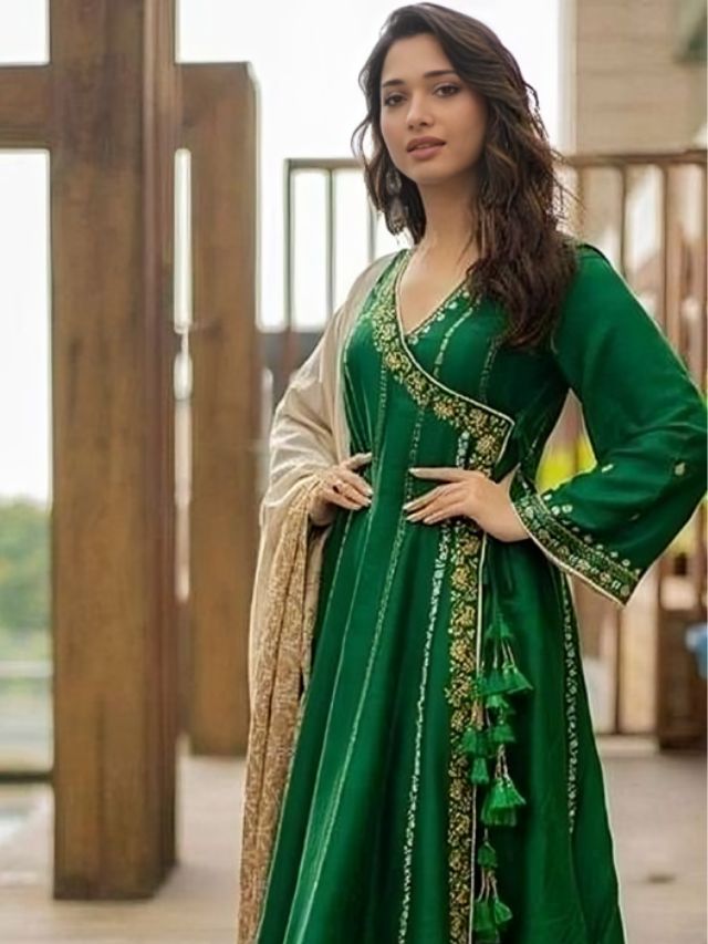 Know About Different Types of Suits for Ladies by Body Types Tamannaah Bhatia in Angrakha Suits