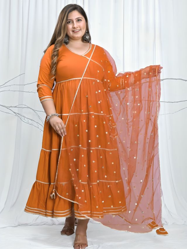 Know About Different Types of Suits for Ladies by Body Types Pluse Size Angrakha Suits