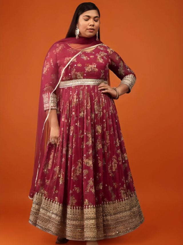 Know About Different Types of Suits for Ladies by Body Types Plus Size Body Shape Anarkali Suit