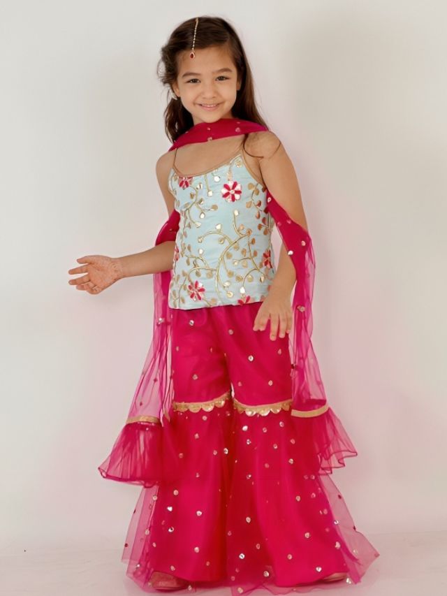 Fun Ways to Style Kids Sharara Suit for Any Occasion Rani Kids Contrast Color Sharara Suit