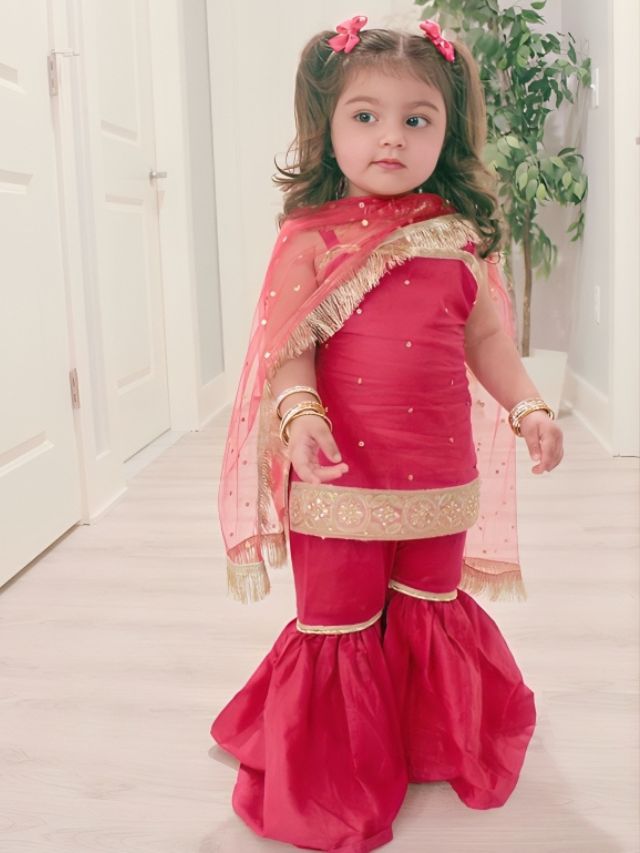 Fun Ways to Style Kids Sharara Suit for Any Occasion Kids Sharara Suit with small jewellery