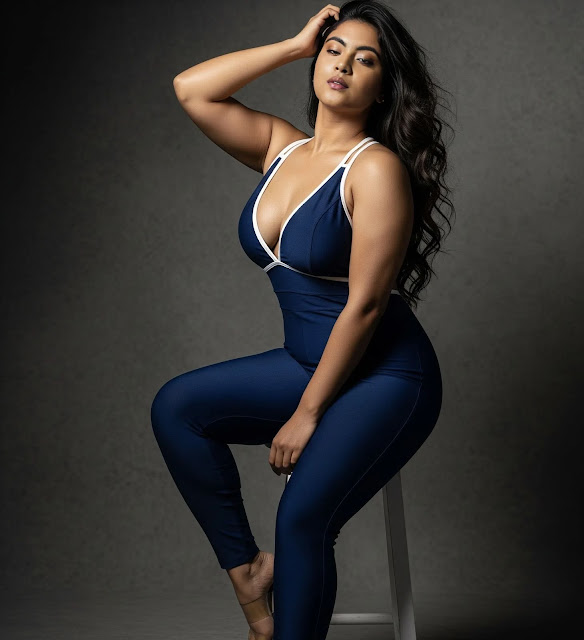 Twinkle Sharma confidently posing in blue tight trendy outfit