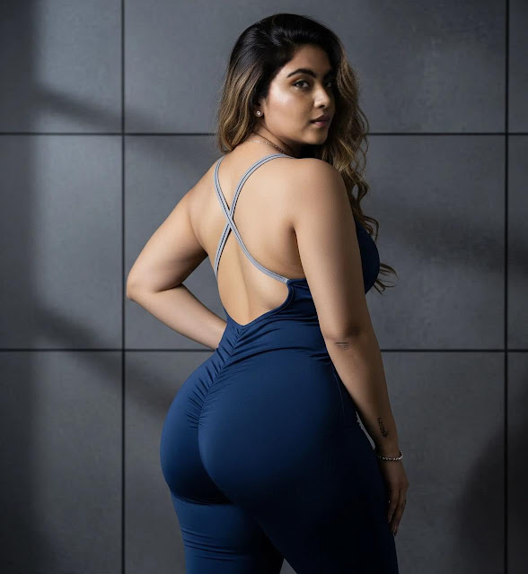 Twinkle Sharma confidently posing in blue tight trendy outfit