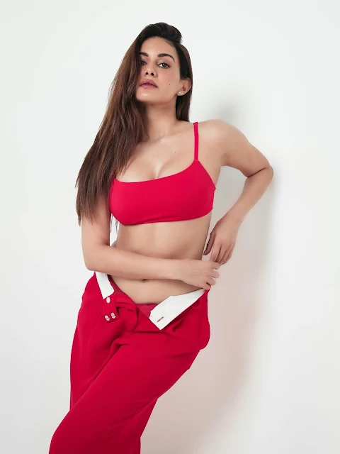 Amyra Dastur Hot Navel in Red Trousers Pics