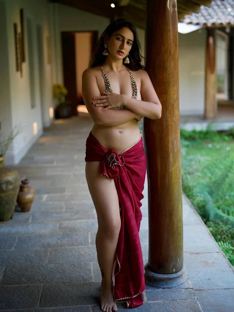 Megha Shukla Red Saree Pics