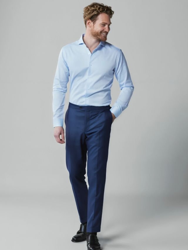 25+ Mens Shirt and Pant Combination Ideas for Every Age Group Dark Blue Pant Light Blue Shirt