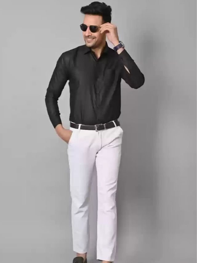 25+ Mens Shirt and Pant Combination Ideas for Every Age Group Black Shirt and White Pant