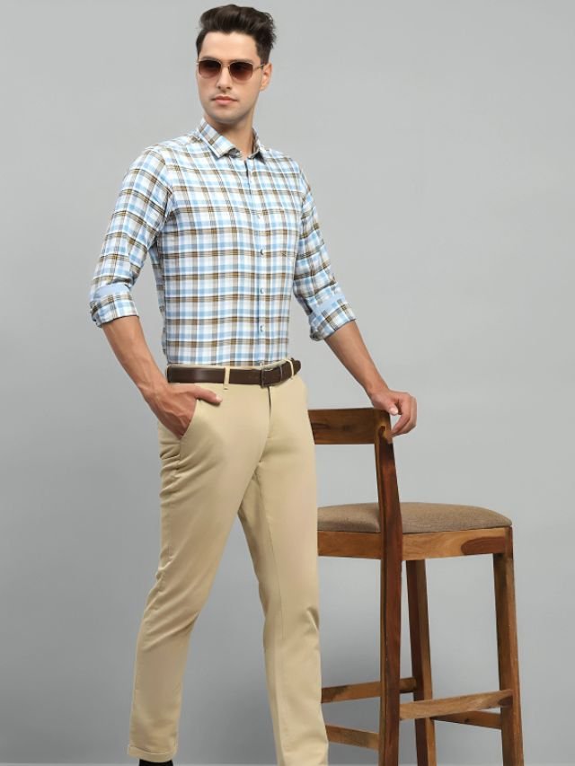 25+ Mens Shirt and Pant Combination Ideas for Every Age Group Mens Check Shirt with Plain Pant Combo