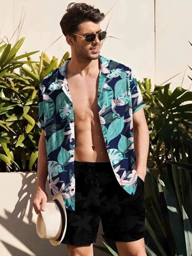 25+ Mens Shirt and Pant Combination Ideas for Every Age Group Printed Shirt with Shorts