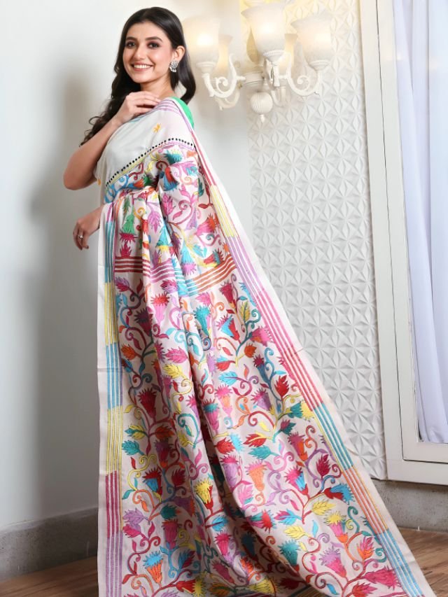 Different Types of Sarees of Different States in India: The Ultimate Guide for Saree Lovers Bengal’s Authentic Kantha Stitch Saree