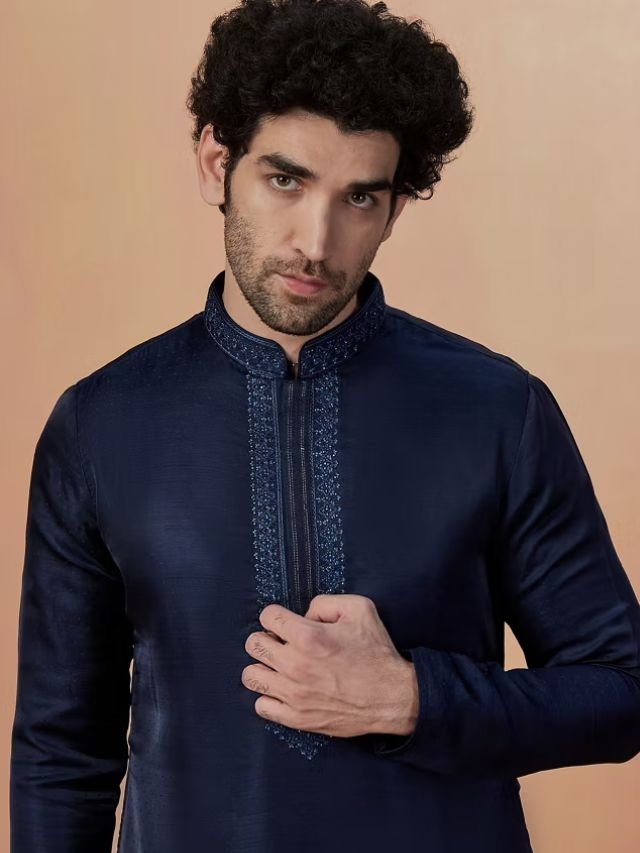 Mens Kurta Colors: What Are in Trend This Year? Mens Dark Navy Blue Kurta