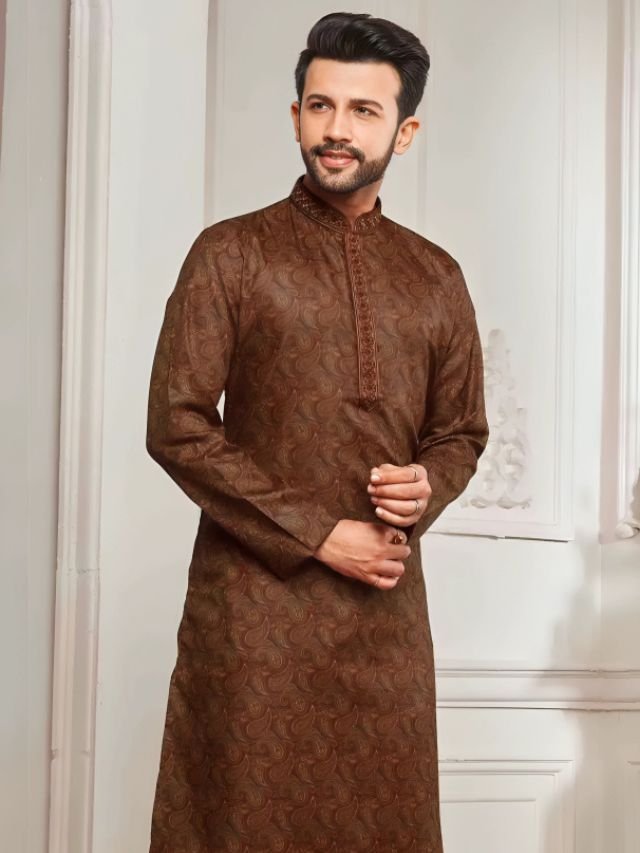 Mens Kurta Colors: What Are in Trend This Year? Dark Brown Kurta for Men