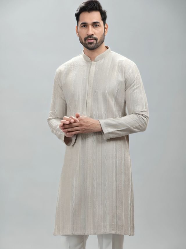 Mens Kurta Colors: What Are in Trend This Year? Classic Grey Shade Kurta for Men