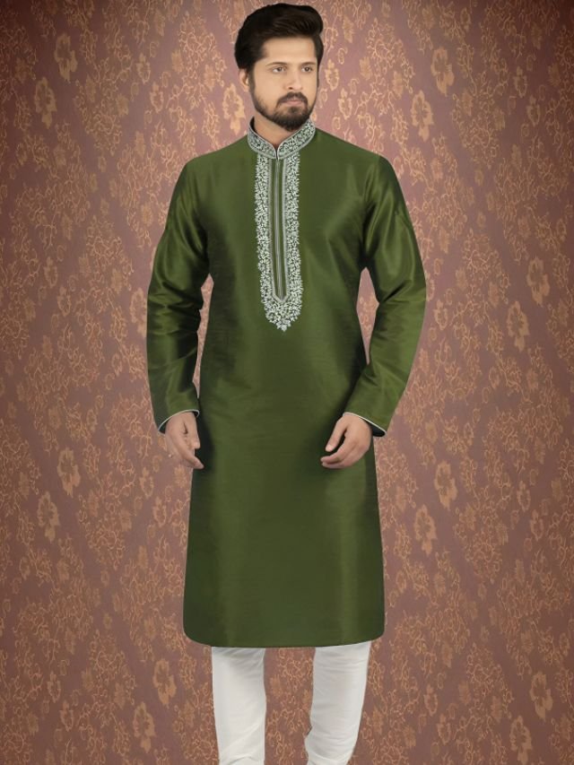 Mens Kurta Colors: What Are in Trend This Year? Mehndi Color Kurta for Men