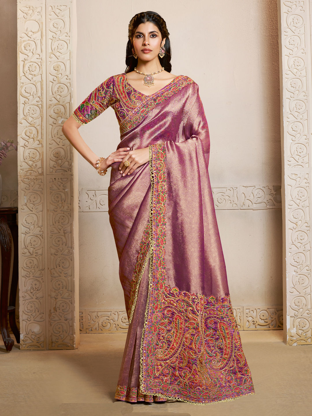 10 Types Of Indian Bridal Sarees Explained (With Prices) India Wedding Saree kanjeevaram-silk-saree