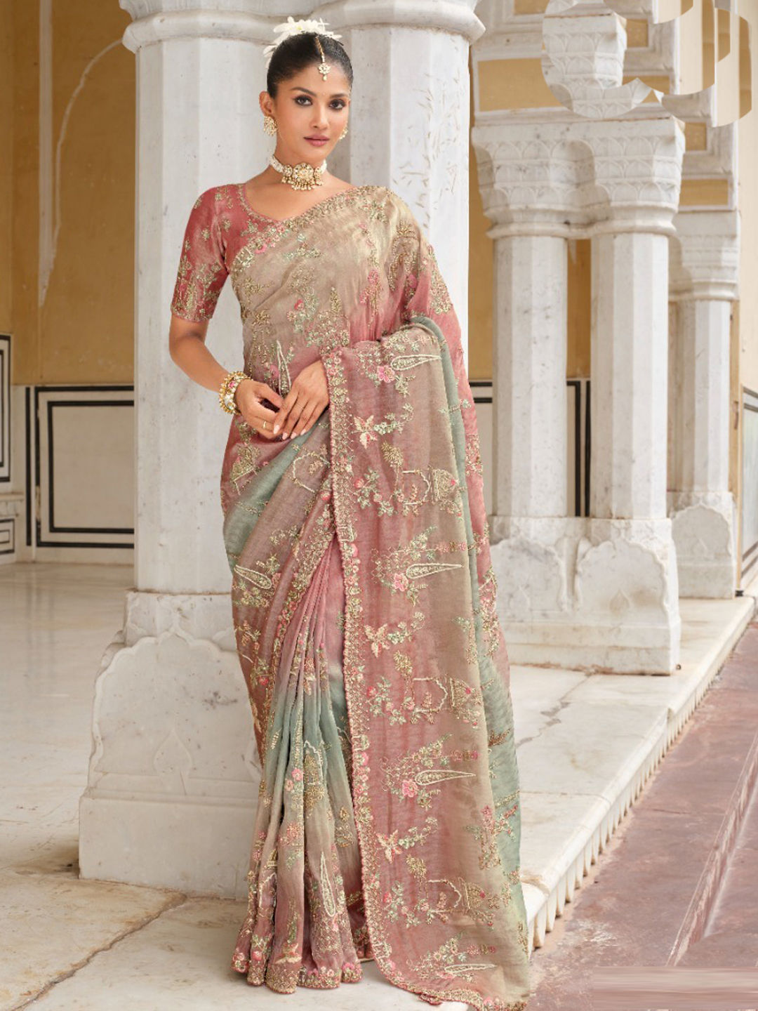 10 Types Of Indian Bridal Sarees Explained (With Prices) India Wedding Saree embroidered-saree