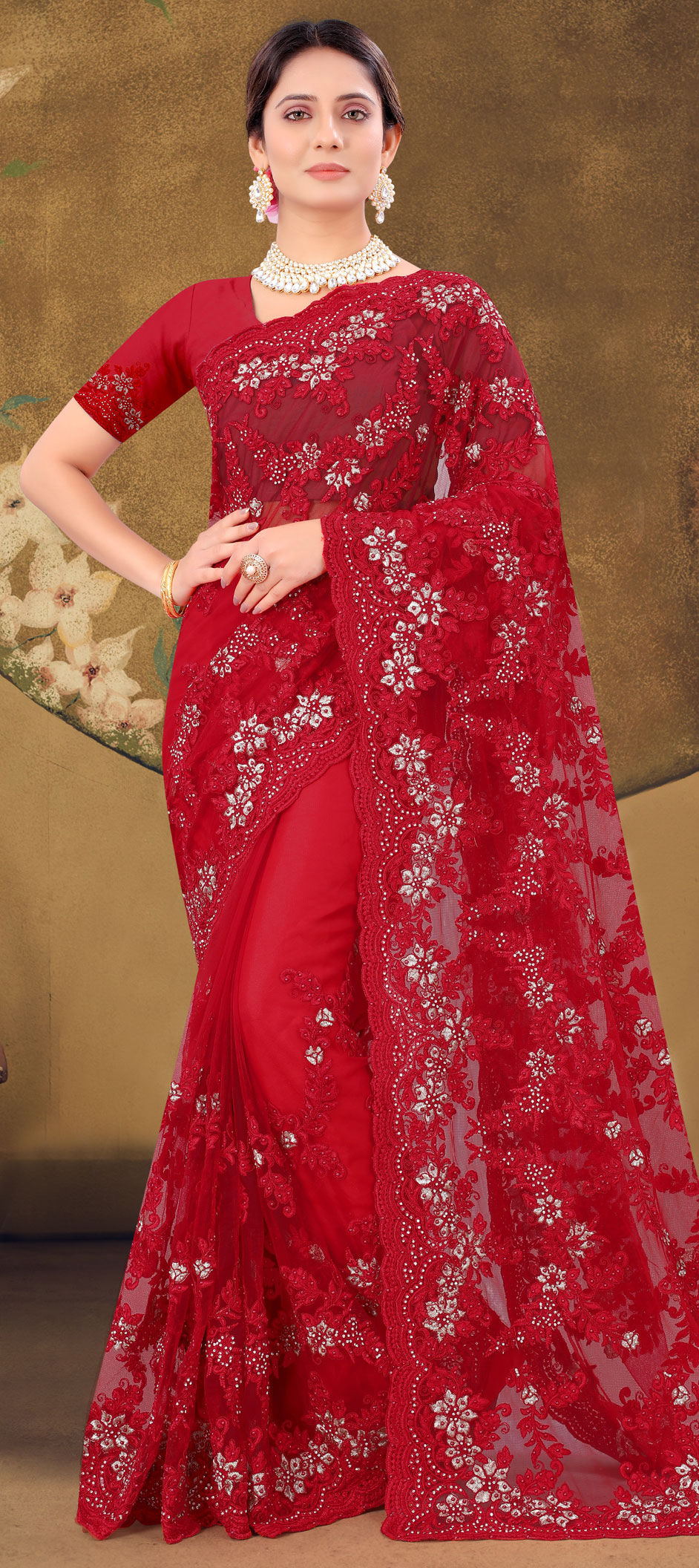 10 Types Of Indian Bridal Sarees Explained (With Prices) India Wedding Saree net-bridal-saree