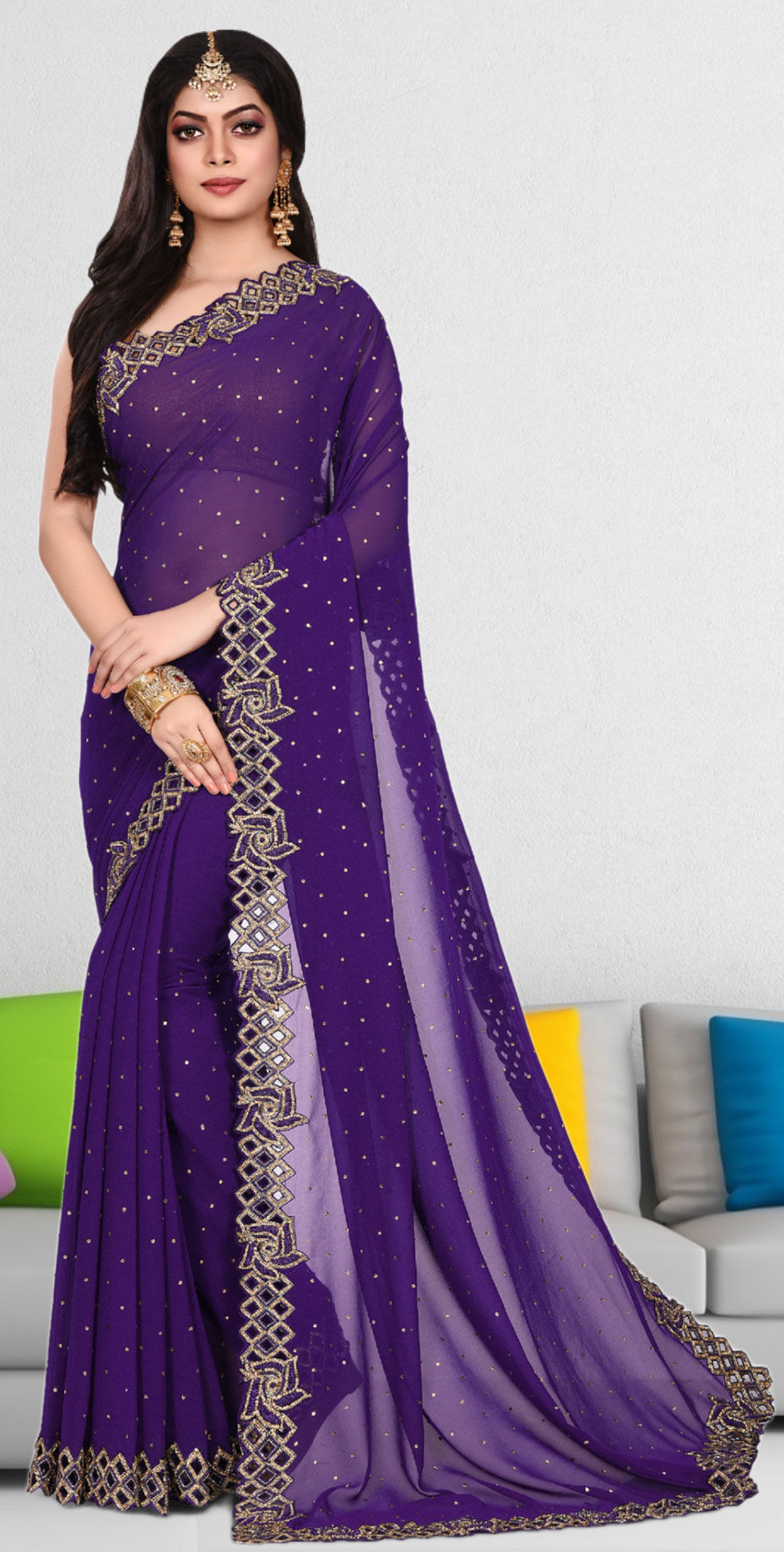 georgette-stone-work-saree