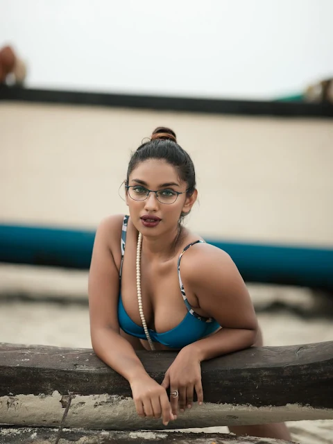 Christina George in teal twist front bikini
