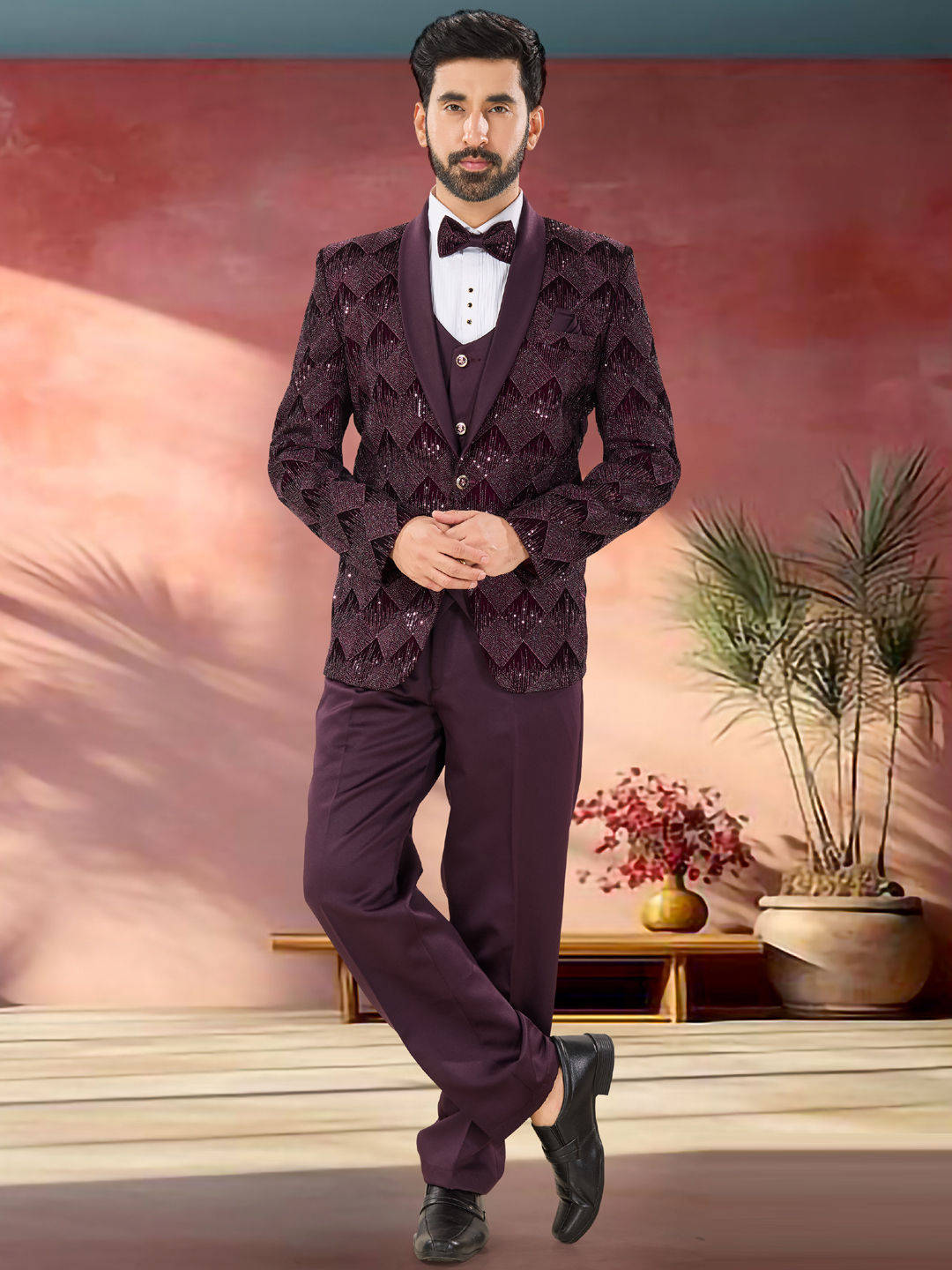 Wedding Tuxedos: The Perfect Blend Of Elegance And Confidence India Wedding Saree velvet-tuxedo
