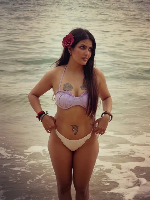 Ananya Saro wearing light purple and white resort wear Ananya Saro wearing light purple and white resort wear