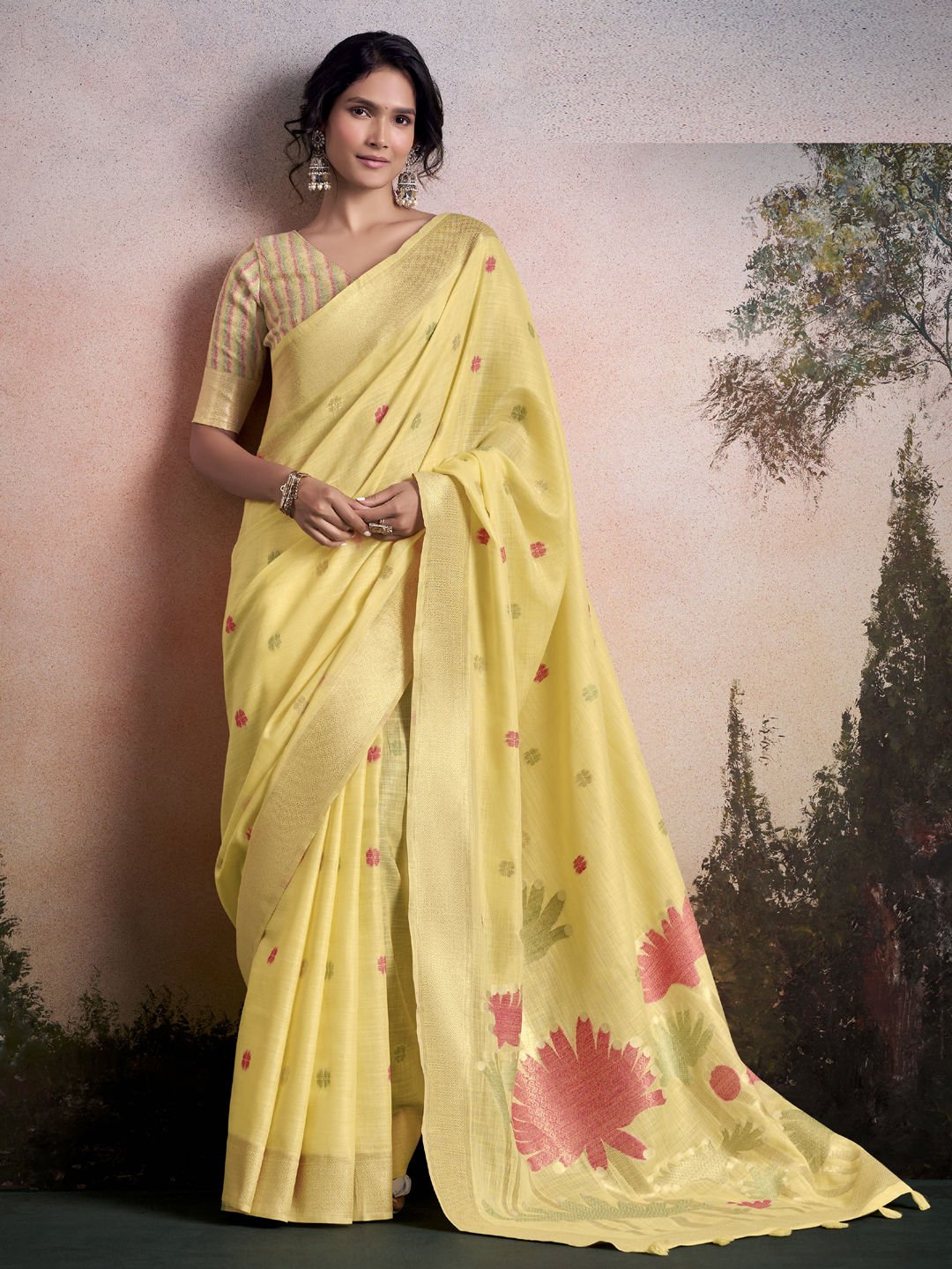 The Complete Encyclopedia Of Indian Sarees: 26 Types, Fabrics, Weaves & Regional Styles Explained India Wedding Saree linen-saree