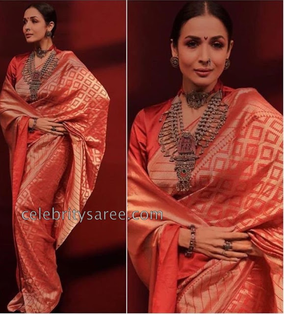 Malaika Arora Red Kanchi Pattu Saree Sarees