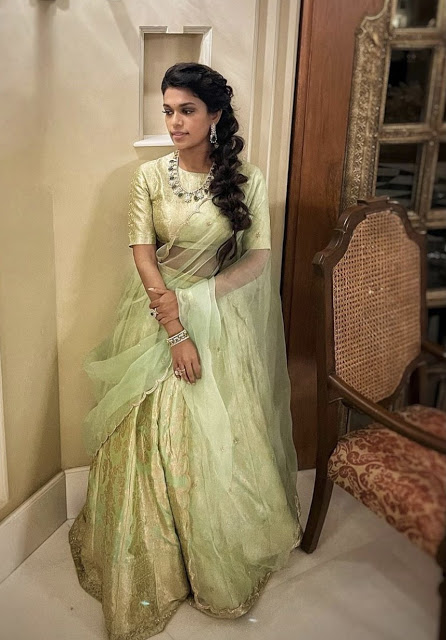 Srija Konidela Benaras Silk Lehenga Sarees