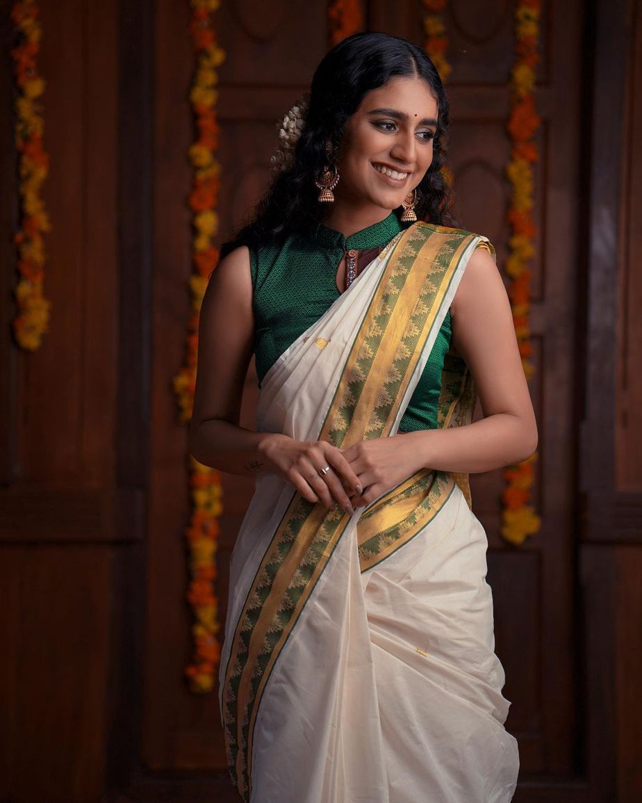 Priya Prakash Varrier gives major ethnic fashion goals in a Kasavu saree! Sarees