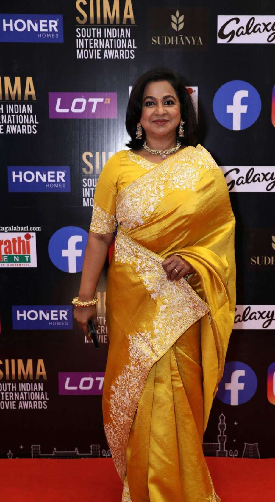 Radikaa Sarathkumar walks SIIMA 2021 red carpet in a yellow saree! Celebrity Sarees