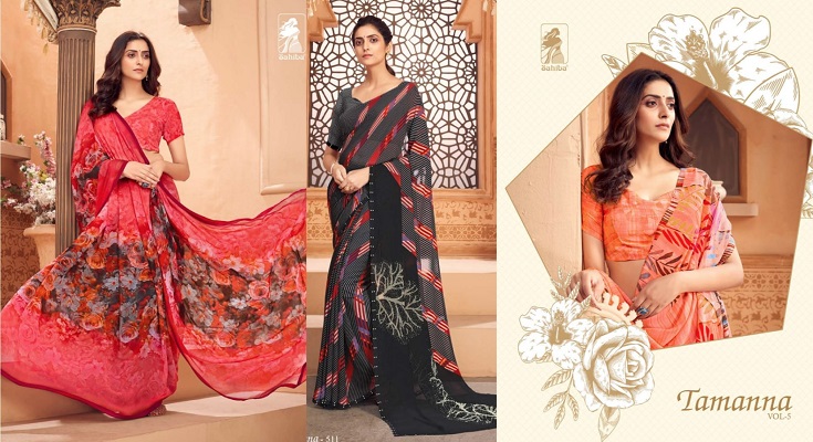 Sahiba Georgette Printed Sarees Tamanna Vol 5 Sarees