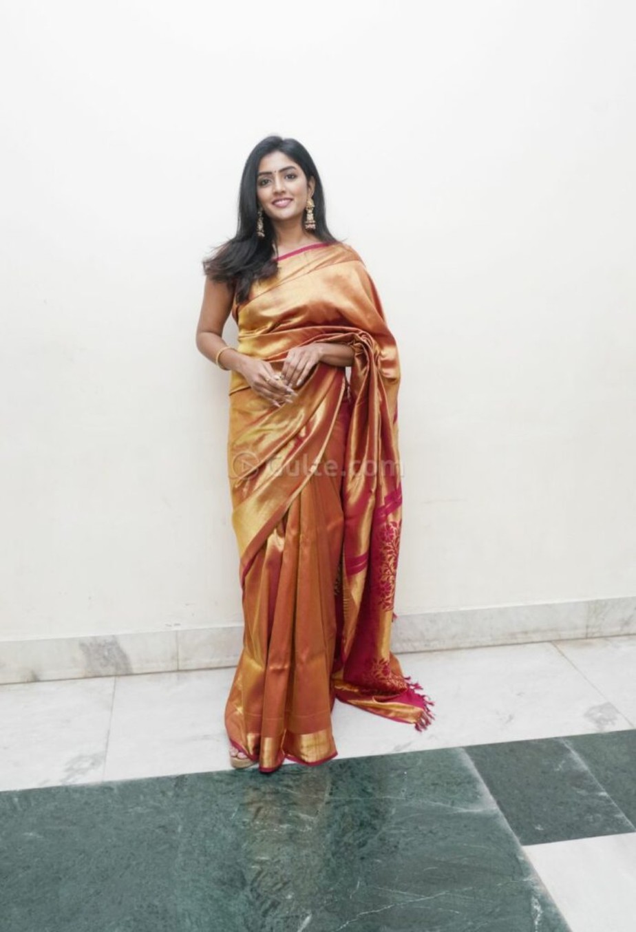 Eesha Rebba exudes regal vibes in a gold pattu saree! Celebrity Sarees