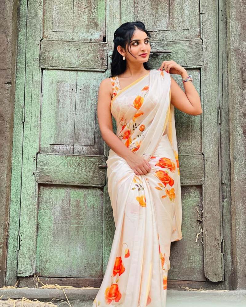 Ananya Nagalla in a floral saree! Celebrity Sarees