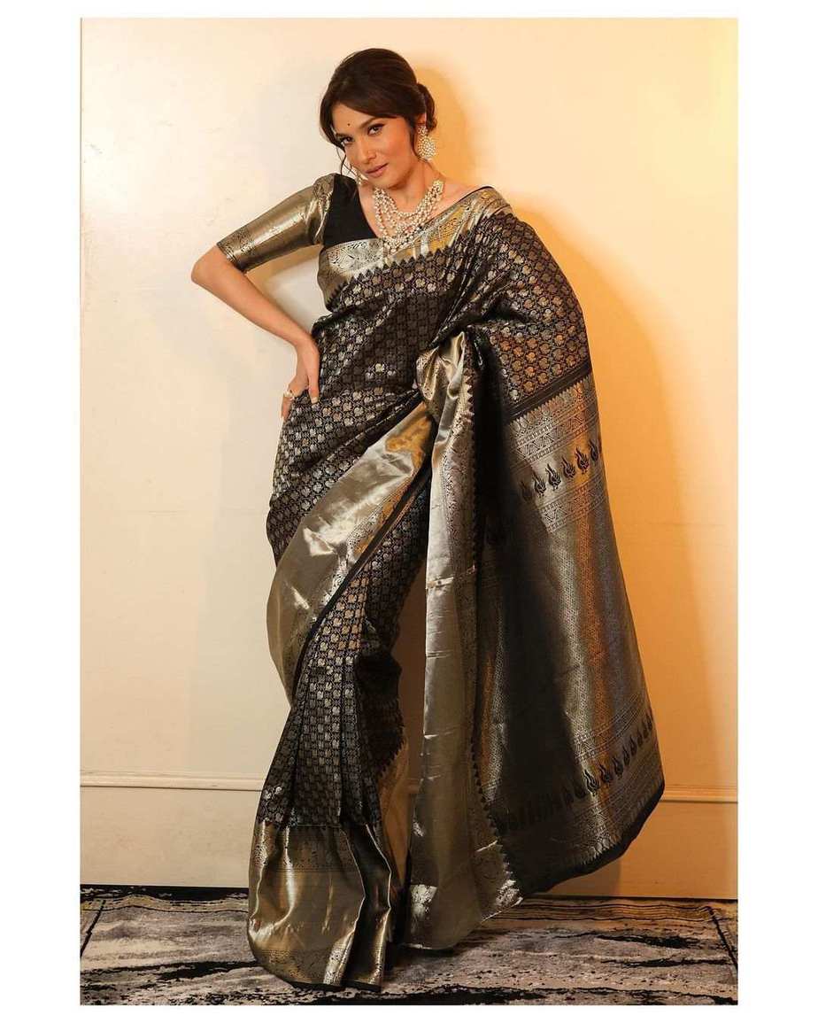 Ankita Jain a black silk saree for Iftar party! Celebrity Sarees