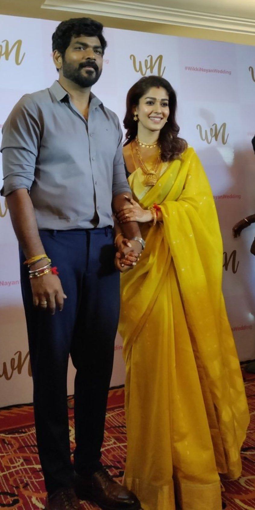 Nayanthara picks a yellow saree for her post-wedding press meet! Celebrity Sarees