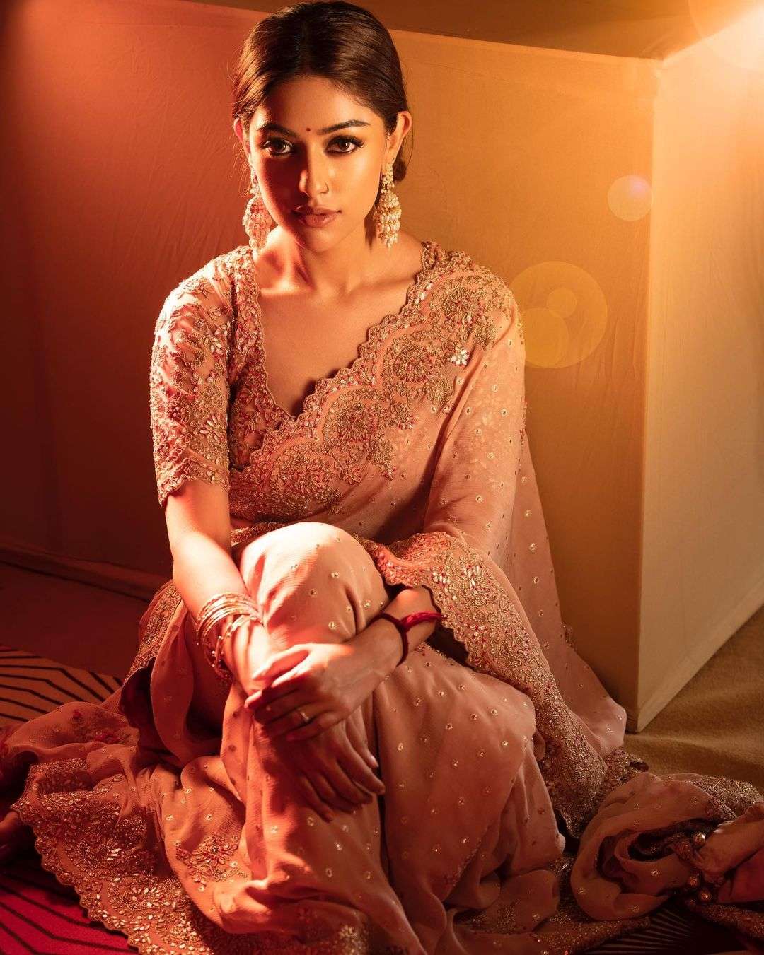 Anu Emmanuel’s enchanting look in a pink embellished saree! ANU EMMANUEL IN A SAREE