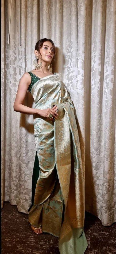 Rakulpreet Singh aces her ethnic look in a benarsi saree for ATA Conference! Celebrity Sarees