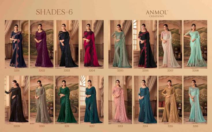 Anmol Creations Shades Designer Sarees Vol 6 Womens Fashion