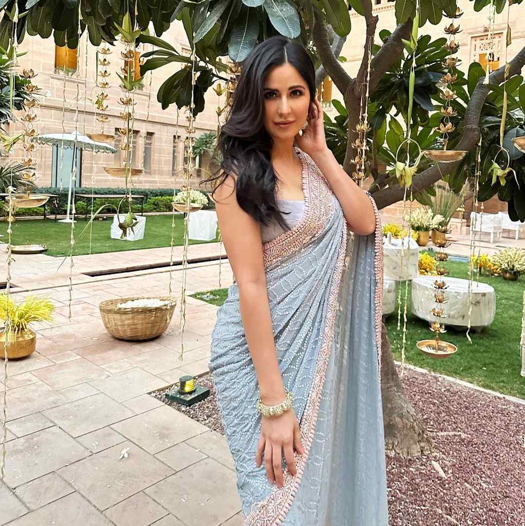 Katrina Kaif’s shimmery look in a stone work powder blue saree for a wedding! Katrina Kaif’s shimmery look in a stone work powder blue saree for a wedding! Manish Malhotra