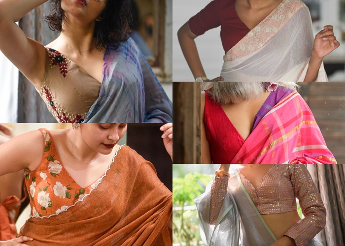 50 Stylish Linen Saree Blouse Designs Saree Stylish