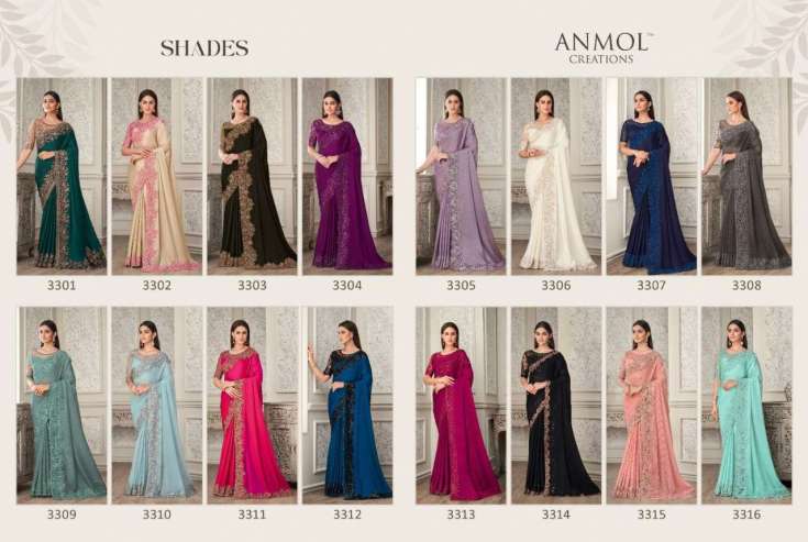 Anmol Creations Shades Designer Sarees Vol 7 Womens Fashion