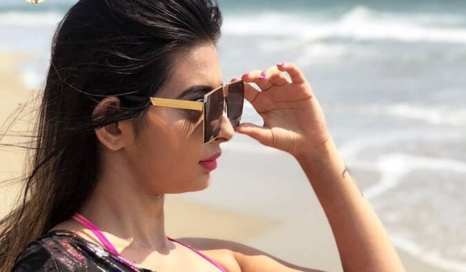 Ankita Dave Looks Stunning in a Printed Ruffle Sarong Bikini. Celebrity Sarees